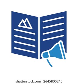 Artigo duplo Tom azul cor mini ícone de ilustração, uso para jornalista, radiodifusão, notícias e mídia UI, UX kit, aplicativo e desenvolvimento web, digital ou impresso.