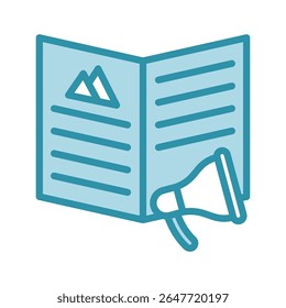 Artigo duplo Tom azul cor mini ícone de ilustração, uso para jornalista, radiodifusão, notícias e mídia UI, UX kit, aplicativo e desenvolvimento web, digital ou impresso.