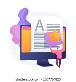Article evaluation, editing. Internet blogging, content management, search engine optimization. SEO marketing, copywriting idea design element. Vector isolated concept metaphor illustration