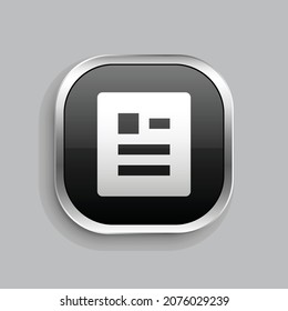 article fill icon design. Glossy Button style rounded rectangle isolated on gray background. Vector illustration