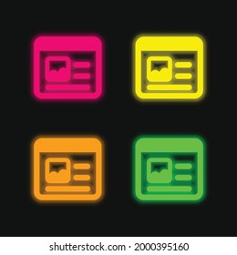 Article four color glowing neon vector icon