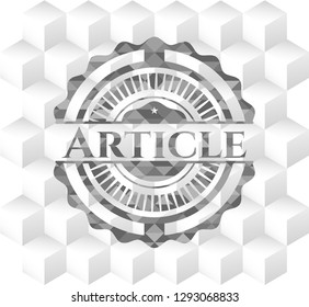 Article grey badge with geometric cube white background