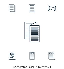 Article icon. collection of 7 article outline icons such as news, manuscript. editable article icons for web and mobile.