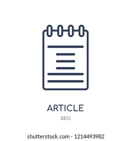 Article icon. Article linear symbol design from SEO collection. Simple outline element vector illustration on white background.