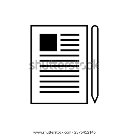 Article Icon. Paper, Report. Essay, Journalistic Symbol.