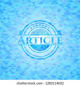 Article light blue emblem with mosaic background