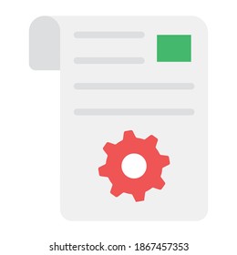 
Article management icon, gear on folded paper 
