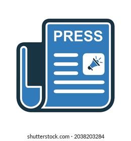 Artículo, periódico, icono de comunicado de prensa. Gráficos vectoriales simples modificables.