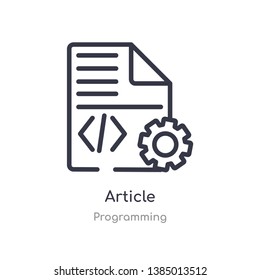 article outline icon. isolated line vector illustration from programming collection. editable thin stroke article icon on white background