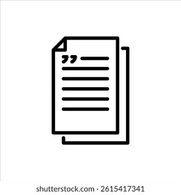 article outline icon. paper black line illustration.