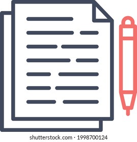 Article, pen, document, contract icon vector image. Can also be used for information technology. Suitable for use on web apps, mobile apps and print media.