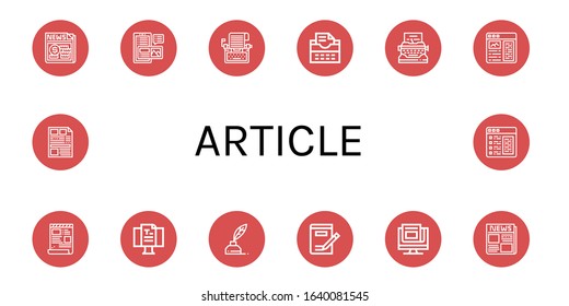 article simple icons set. Contains such icons as News, Blog, Typewriter, Article, Script, Write, Writing, Newspaper, can be used for web, mobile and logo