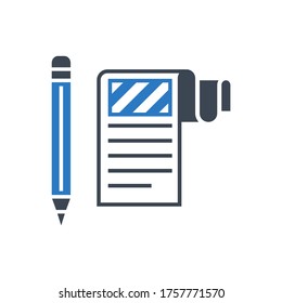 Artikel Einreichen von Vektorsymbol-Symbol. Einzeln auf weißem Hintergrund. Vektorgrafik.