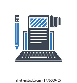 Article Submission Related Vector Glyph Icon. Isolated on White Background. Vector Illustration.