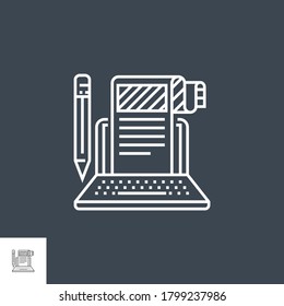 Article Submission Related Vector Thin Line Icon. Isolated on Black Background. Editable Stroke. Vector Illustration.