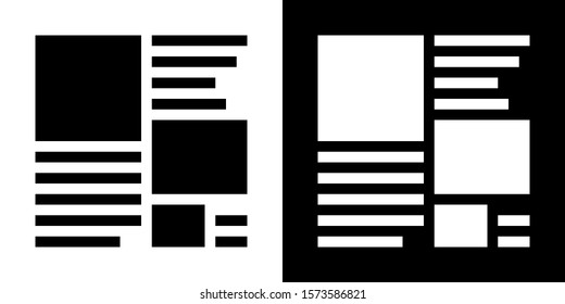 Article Text. Glyph Icon in White and Black Version.