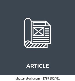 Article Thin Line Vector Icon. Flat icon isolated on the black background. Editable EPS file. Vector illustration.