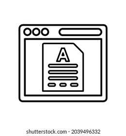 Article, website, browser outline icon. Line art design.