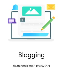 Article writing, blogging conceptual icon in flat gradient style