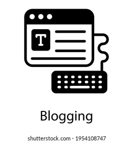 Article writing, blogging icon in solid style 