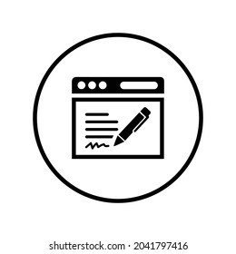 Article writing icon. Black vector design.