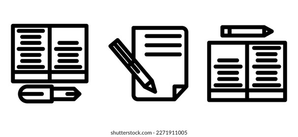 icono de escritura de artículo o logotipo símbolo de signo aislado ilustración vectorial - iconos vectoriales de estilo negro de alta calidad