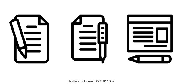 Artikel schreiben Symbol oder Logo einzeln auf Zeichen Vektorgrafik - hochwertige Vektorsymbole mit schwarzem Stil