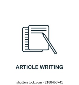 Icono de escritura de artículo. Icono de marketing digital simple monocromo para plantillas, diseño web e infografías