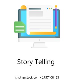 Article writing, storytelling vector in flat gradient design