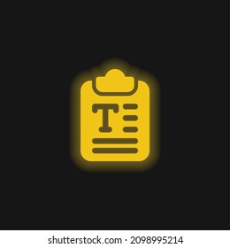 Icono de neón brillante amarillo en el artículo