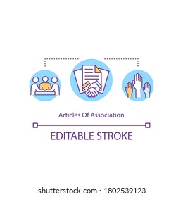 Articles of association concept icon. Business and corporate management. Company governance idea thin line illustration. Vector isolated outline RGB color drawing. Editable stroke