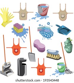 Articles for cleaning around the house and to maintain cleanliness