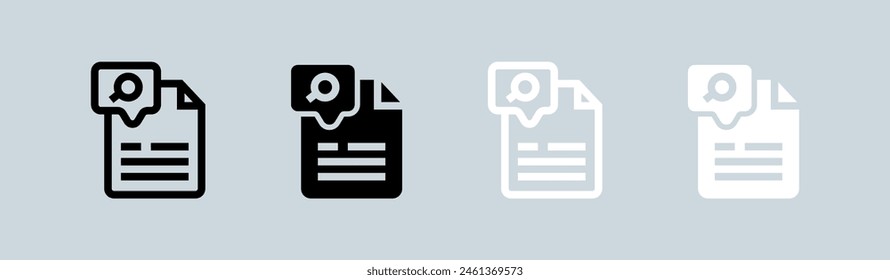 Articles icon set in black and white. Blog signs vector illustration.