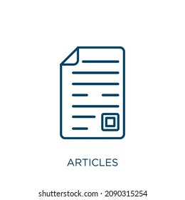 Articles Icon Thin Linear Articles Outline Stock Vector (Royalty Free ...