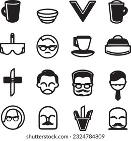 Articles office faces icon collection dad