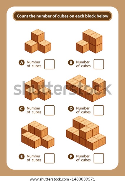 Articles Sheet Count Number Cubes On Stock Vector (Royalty Free) 1480039571