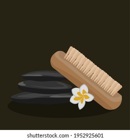 artículos de spa en fondo oscuro relajar icono - Vector