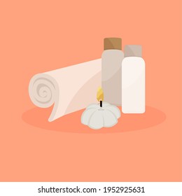 articles of spa in dark background relax icon- Vector