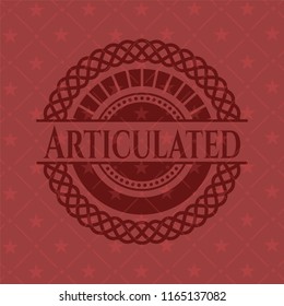 Articulated badge with red background