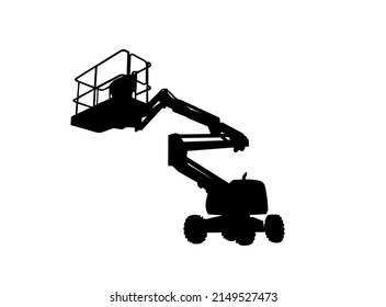 Articulated Boom Lift Silhouette Vector