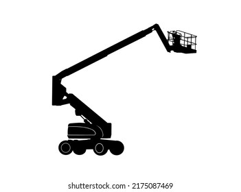 Articulated Boom Lift Silhouette Vector	