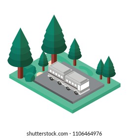 articulated bus in the parking zone isometric