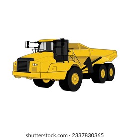 Articulated dump truck. Heavy equipment vehicle isolated color vector illustration