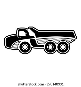 Articulated dump truck. Icon of an all wheel drive articulated dump truck. Isolated vector