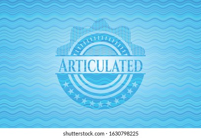 Articulated light blue water badge. Vector Illustration. Detailed.