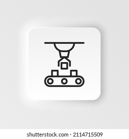 Articulated robot, conveyor robot icon - Vector neumorphic style vector icon on white background