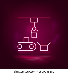 Articulated robot, conveyor robot vector neon icon. Illustration isolated vecto