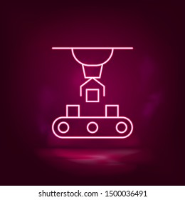 Articulated robot, conveyor robot vector neon icon. Illustration isolated vecto
