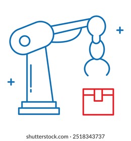 Articulated Robotic Arm Vector Icon Design, robot technology, industrial robots, mechanical systems, robotics, manufacturing automation