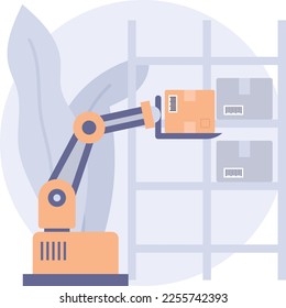 Vektorgrafik-Vektorsymbol für Gelenkroboter, Automatisierungssymbol für Lager, Zeichen für industrielle Revolution, Stockillustration für Versand und Logistik, Bot-Sorter-Konzept